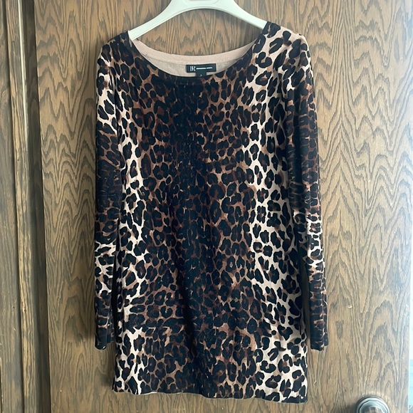 Leopard Scoop Neck Sweater L - Picture 1 of 3